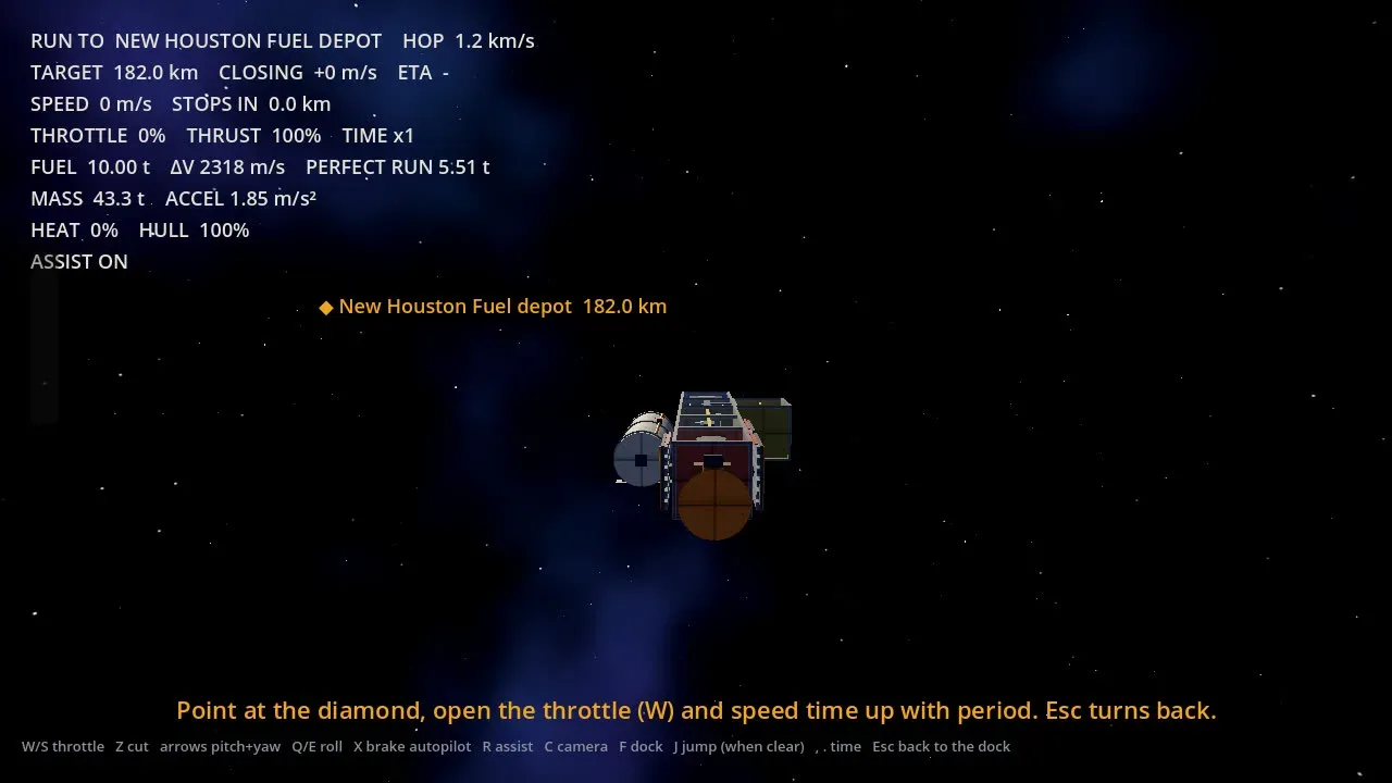 Local flight screenshot with navigation and propulsion readouts.